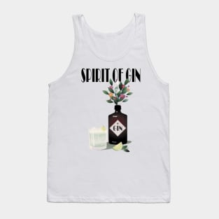 Gin Illustration | Gin Bottle with Flowers | For Gin Lovers Tank Top